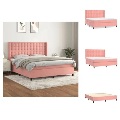 Produktbild von vidaXL Boxspringbett mit Matratze Rosa 160x200 cm Samt -  Betten & Bettgestelle