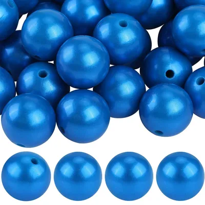 Productafbeelding van Omgoods - 50 Stuks 15mm Siliconen Kralen voor DIY Sieraden en Ambachten (Blauw)