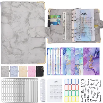 Obrázek produktu pro A6 rozpočet Binder Planner peníze obálkyPolyuretankůže Notebook Binder tašky Grey