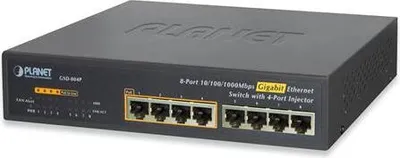 Produktbild von PLANET 10/100/1000 Gigabit Ethernet Switch mit 4-Port 802.3af PoE Injector, Unmanaged, Gigabit Ethernet (10/100/1000), Vollduplex, Power over Ethernet (PoE), Rack-Einbau, 1U