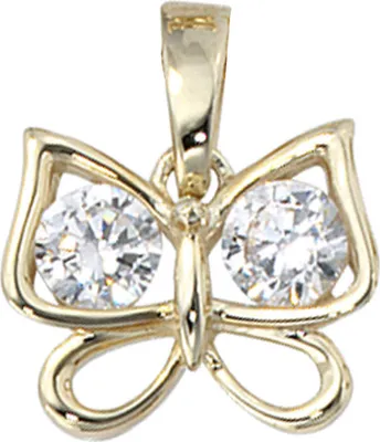 Produktbild von Anhänger Schmetterling mit Zirkonia 333 Gold Gelbgold für Damen Goldanhänger