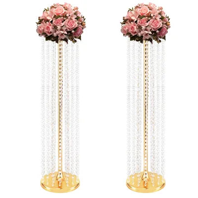 Image de 2pcs or décoration de table vases de fleurs étagère de fleurs vases décorations de mariage DIY