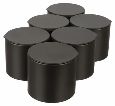 Obrázok produktu pre Dosenritter | 6 ks okrúhlych nádob na korenie / čaj s silikónovým tesnením, vzduchotesné kovové nádoby na cca 100 g mletého korenia | 6,2 x 8 x 8 cm (V, Š, H) (čierna)