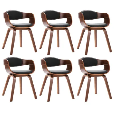 Image de Chaises de salle à manger 6 pcs. Bois courbé et similicuir