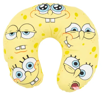 Produktbild von Spongebob Schwammkopf - Gesichter Reise Nackenkissen bequemes Reisekissen Nackenhörnchen Auto Flugzeug Gelb