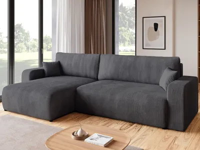 Produktbild von BroMARKT Ecksofa PUMI XL Schlaffunktion Bettkasten L-Form 125x230 cm Grau