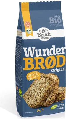 Produktbild von Bauckhof  Brotbackmischung Wunderbrod, 60 g, 980 g, CE, 286 kcal, 1189 kJ, 12 g