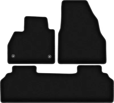 Image de Tapis de sol velours sur-mesure pour Renault Kangoo II (2007-, kombivan) noir, jeu 3 pièces, fixations