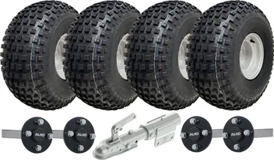 Immagine prodotto di 22x11.00-8 Knobby ATV Quad Trailer Kit Ruote ALKO Assi girevoli Gancio di traino Carico 620kg