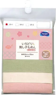 Produktbild von Olympus Stoff Sashiko Momen für Hana Fukin 3 Stk., ohne Muster (Salbeigrün, Ecru, Altrosa), a 33x70cm, hergestellt in Japan