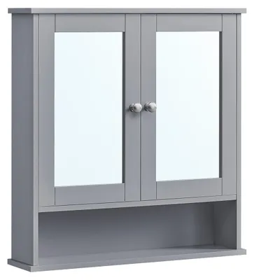 Immagine prodotto di Specchio da parete – MDF grigio – salvaspazio – 13 x 56,5 x 58,5 cm