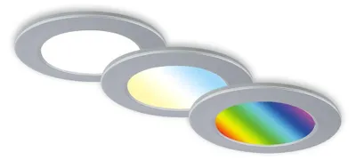 Obrázek produktu pro LED vestavná svítidla do koupelny RGB dálkové ovládání stmívatelné IP65 Ø9,2cm chrom 4,8W Briloner