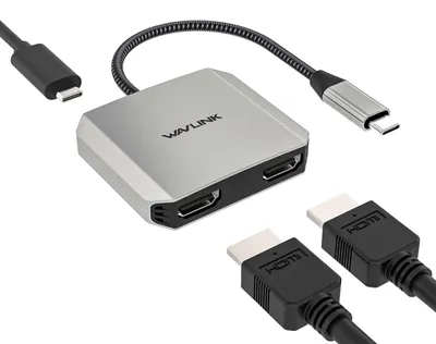 Produktbild von WAVLINK USB-C-auf-Dual-HDMI-Splitter, 3-in-1-HDMI-Adapter