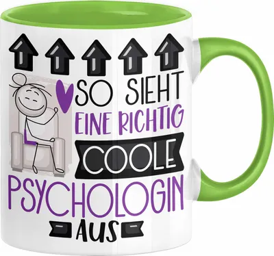 Produktbild von Psychologin Geschenk Tasse Geschenkidee für Psychologin Geburtstag Weihnachten Spruch So Sieht Eine Richtig Coole Psychologin Aus Kaffee-Becher  (Grün)