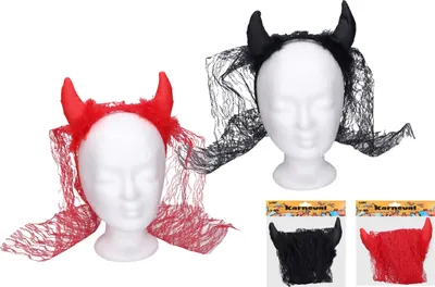 Produktbild von Karneval-Set – Diadem mit Hörnern und Schleier