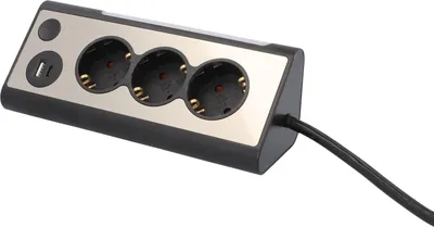 Zdjęcie produktu dla Listwa gniazd UNITEC 3-drożna Schuko USB A/C z przełącznikiem dotykowym 1,4 m srebrna