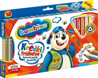 Produktbild von BAMBINO Schulmalstifte 18 Farben Jumbo dreieckig 12 COL