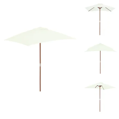 Image de vidaXL Parasol avec mât en bois 150 x 200 cm Sable - Parasols & ombrelles