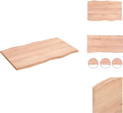 Produktbild von vidaXL Tischplatte 80x50x2 cm Massivholz Eiche Behandelt Baumkante -  Tischplatten