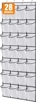 Obrázek produktu pro Závěsný botník – 28 přihrádek – botník za dveřmi – závěsný botník – botník – závěsný botník – 58 × 166 cm – na dveře šatní skříně