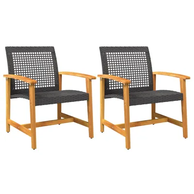 Produktbild von Gartenstühle 2 Stk. Schwarz Poly Rattan und Akazienholz