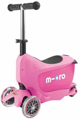 Produktbild von Micro Mini2go Deluxe Kinderroller Pink, höhenverstellbarer Lenker 49-68 cm, mit Stauraum