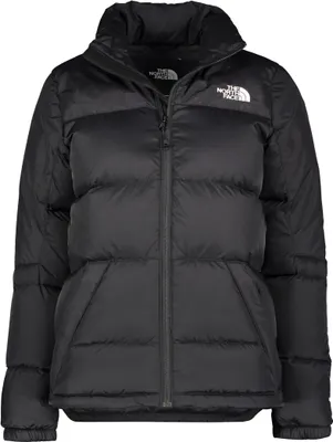 A black puffer jacket from The North Face.