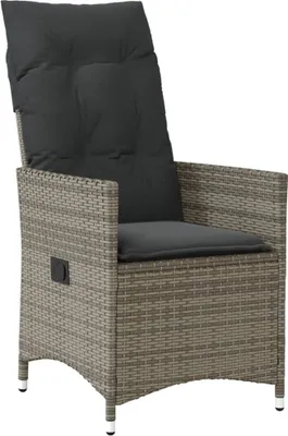 Produktbild von Gartensessel Verstellbar mit Kissen Grau Poly Rattan
