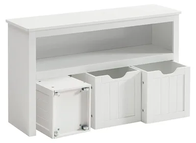 Obrázok produktu pre Biela zásuvková komoda z MDF, rozmer 102 x 30 x 60 cm, nosnosť 45,4 kg, s príslušenstvom