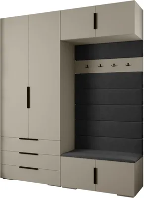 Produktbild von MEBLE KRYSPOL Inova 1 Möbelset Garderobe, 236,7x200x47cm - Kaschmir, Manila 18, Schwarz
