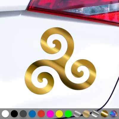 Produktbild von PantherPixel Triskele Aufkleber Keltische Kelten Wikinger Sticker Auto Geschenkidee Farbe Chrom-Gold