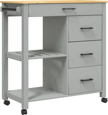 Obrázek produktu pro vidaXL Kuchyňský vozík MONZA 84x40x88,5 cm z masivního borovicového dřeva