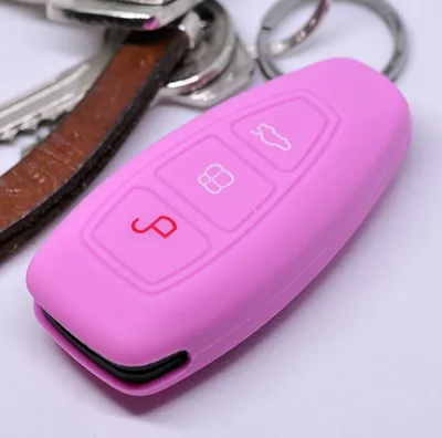 Produktbild von Auto Schlüssel Hülle Silikon Schutz Cover Rosa kompatibel mit Ford C-Max S-Max B-Max Galaxy Focus Mondeo Fiesta Kuga 3 Tasten KEYLESS SMARTKEY