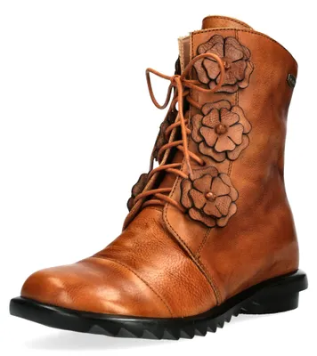 Produktbild von Laura Vita Damen Stiefelette mit Blütenapplikationen aus Leder Cyrielle 43, Größe:38 EU, Farbe:Braun