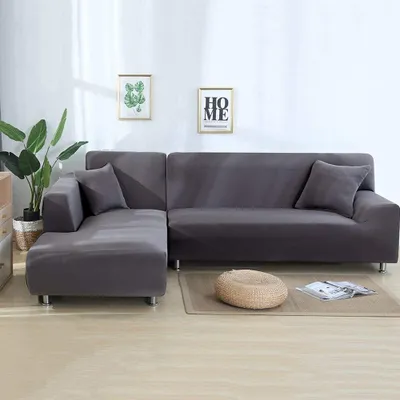 Produktbild von ele ELEOPTION 2 pcs 3 Sitzer Sofahussen Sofabezug Stretch elastische Sofahusse Sofa Abdeckung 170-220cm, Grau