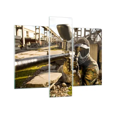 Produktbild von Bilder auf glas - Paintball Pistole Spieler - 95x80cm - Glasbilder - Wandbilder - Kunstdruck - zum Aufhängen bereit - Wanddekoration aus Glas - Glas Bilder - Wandbild auf Glas - GCB95x80-0140