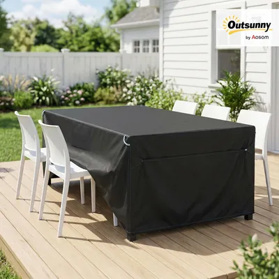Produktbild von Sweiko Schutzhülle für Gartenmöbel Winterfest Wasserdicht Winddicht Anti-UV Abdeckplane 420D Oxford Gewebe 180x120x74cm Schwarz
