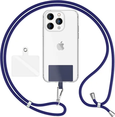 Produktbild von HoldMe Air Edition - Universal Lanyard mit 2 Pads & Karabinerhaken (silber) - 160cm Handyband zum Umhängen -  Dunkelblau