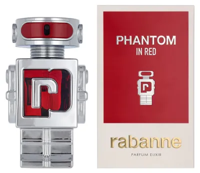 Produktbild von Rabanne Phantom In Red Parfum Elixir, Männer, 50 ml, Nicht nachfüllbare Flasche, Flüssiges Parfüm, Bergamotte, Pflaume, Safran, Muskatellersalbei, Lavendel, Orangenblüte