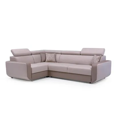 Produktbild von Ecksofa MILO 205x126cm Cappucino+Bronze Polstersofa mit Schlaffunktion und Bettkasten