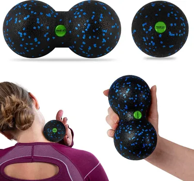 Image de Neo-Sport Ball + double balle de massage - set - NS-997 noir et bleu