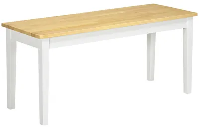 Productafbeelding van Houten bank, 2-zitsbank, massief hout, gelakt, naturel + wit