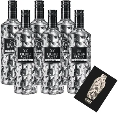 Produktbild von Three Sixty Vodka 6er Set Original 0,7L (37,5% Vol) Diamond filtrated- [Enthält Sulfite]