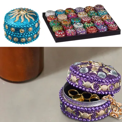 Image de Lot de 30 boîtes à bijoux Orient, Ø 3,5 cm, boîtes à bijoux, coffrets, coffrets à paillettes, coffrets colorés