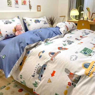 Produktbild von Famanu Kinderbettwäsche 100 x 135 cm - 100% Baumwolle, mit Reißverschluss, bunt