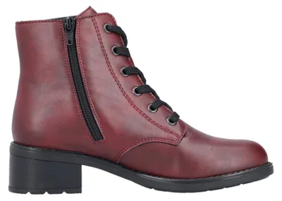Imagen del producto de Zapatos de mujer Rieker, botas, zapatos de cordones, botas con cordones, color rojo, para uso casual