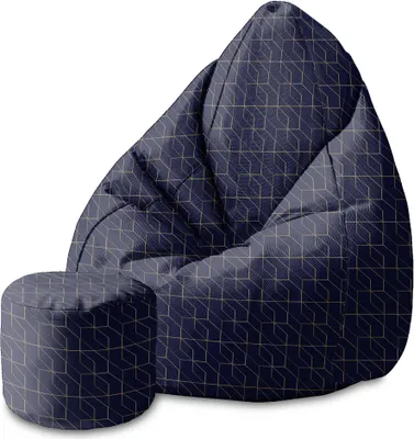 Produktbild von Dreamroots Bean Bag 80x80x120cm Sitzsack mit Lehne und Hocker Puf Sitzsack mit Füllung Sitzsack Erwachsene mit Füllung Gold Luxury Pattern