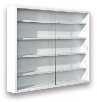 Hängende Vitrine mit Glastüren – MDF – Weiß 80x60x9,5 cm