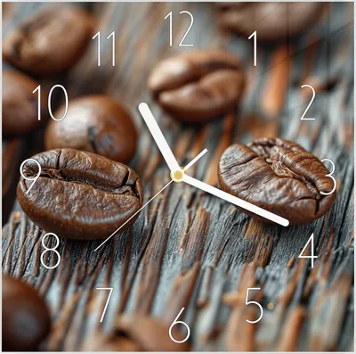 Produktbild von Wanduhr aus Glas mit Motiv Kaffeebohnen- 30 x 30 cm - inkl. Aufhängesystem