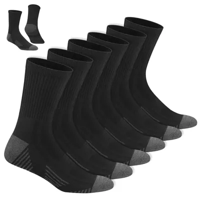 Immagine prodotto di Calzini sportivi da uomo, in cotone, a coste, lunghi, neri, confezione da 6 paia, taglia 47-50
